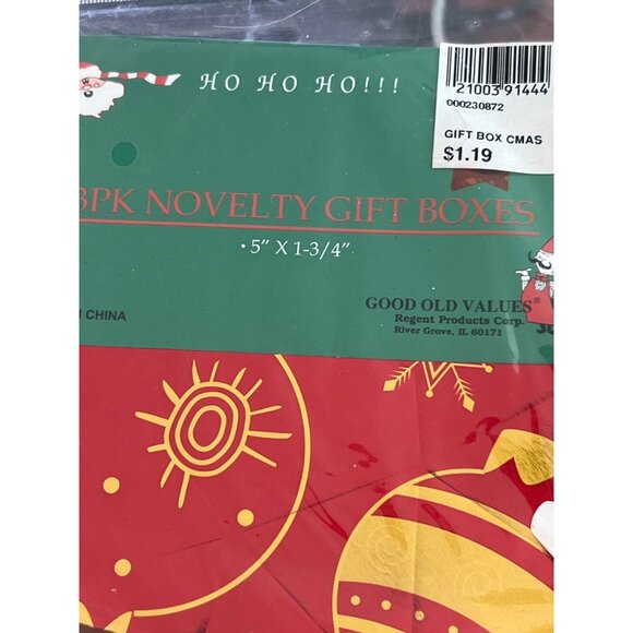 3Pk Christmas Novelty Gift Boxes 5" X 1 3/4" Red & Gold 2 Packages 6 Total NEW - Picture 2 of 3